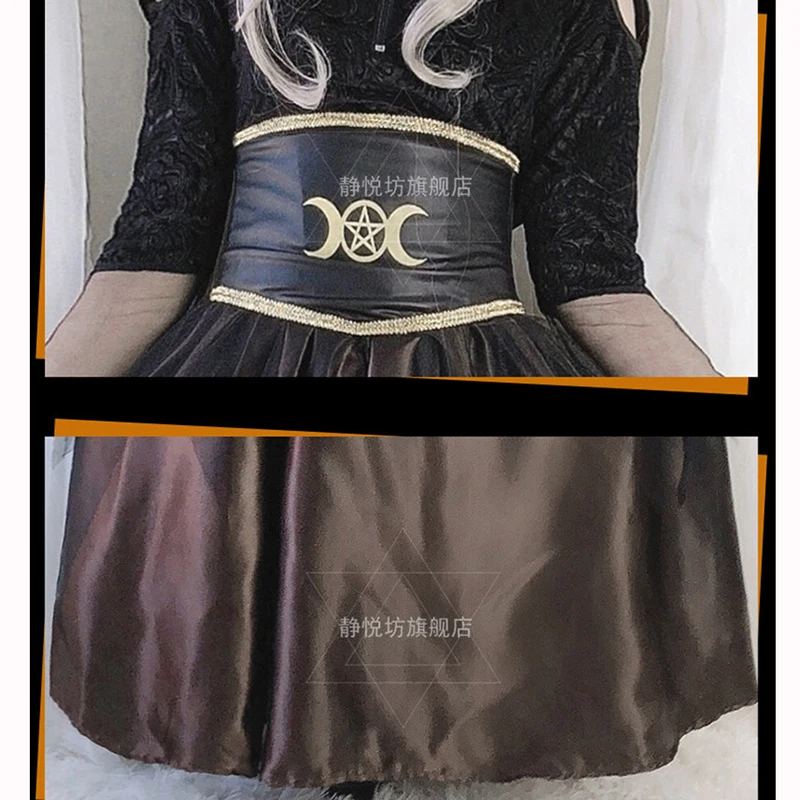 

Adult Gothic Long Dress Hood Halloween Costumes Ghost Printed Fantasia Fancy Carnival Medieval Party Fantasy Fancy Dress