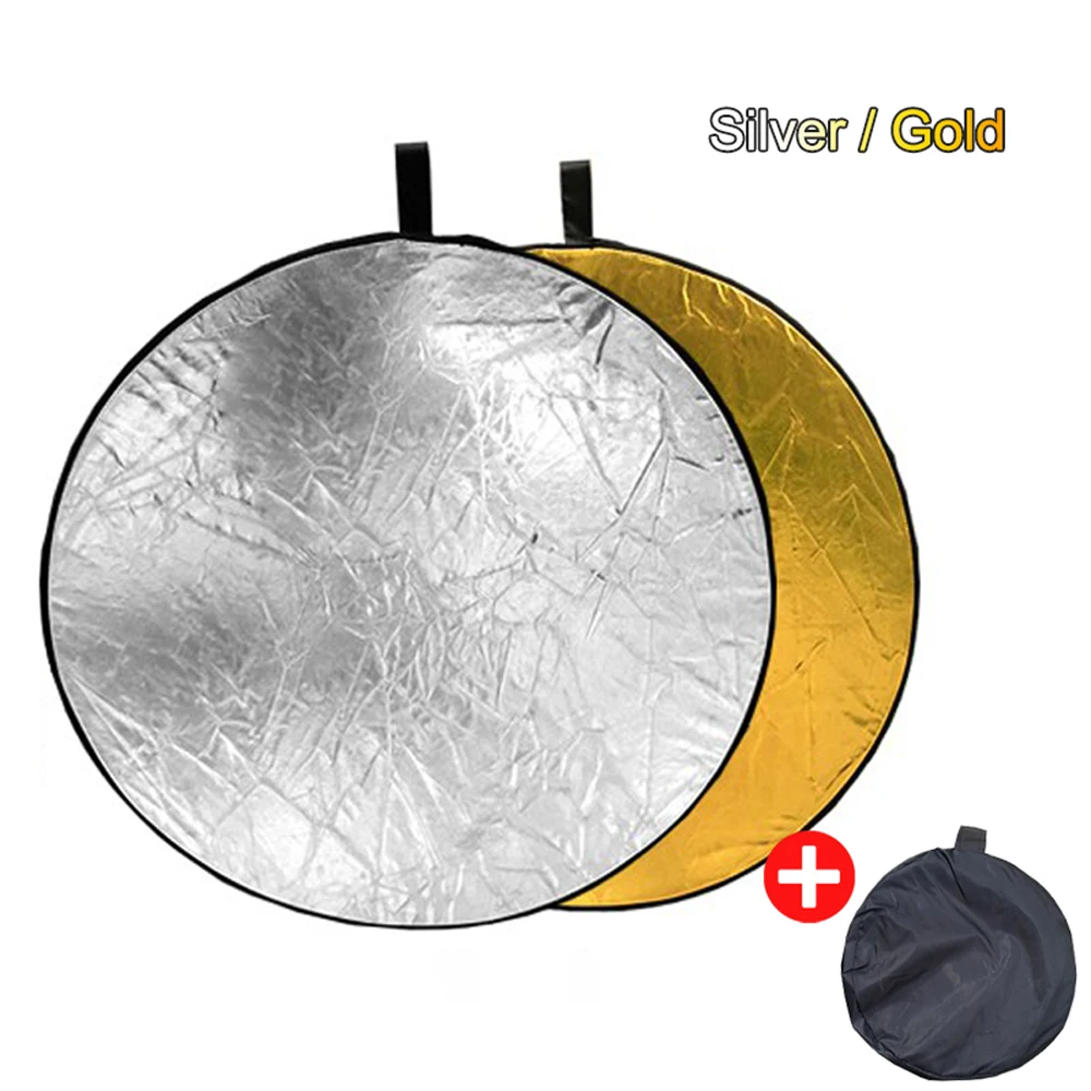 60cm Collapsible Reflector Portable Round Eye Light Gold Silver Diffuser for Outdoor Studio Photo Vlog Soft Photography Lighting |