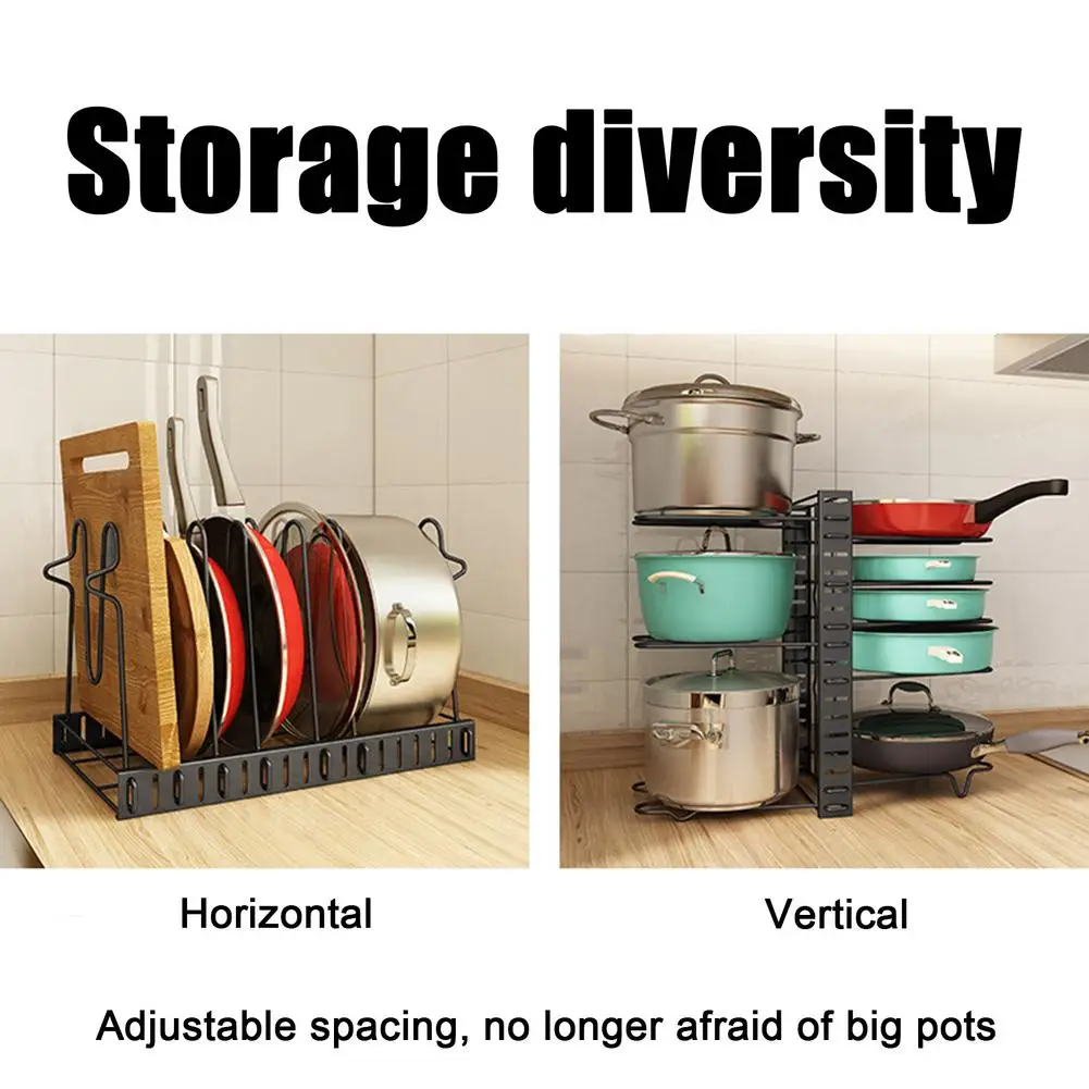

Adjustable 8 Layers DIY Kitchen Organizer Rack Pot Pan Lid Holder Cookware Bakeware Chopping Board Countertop Organizer Shelf