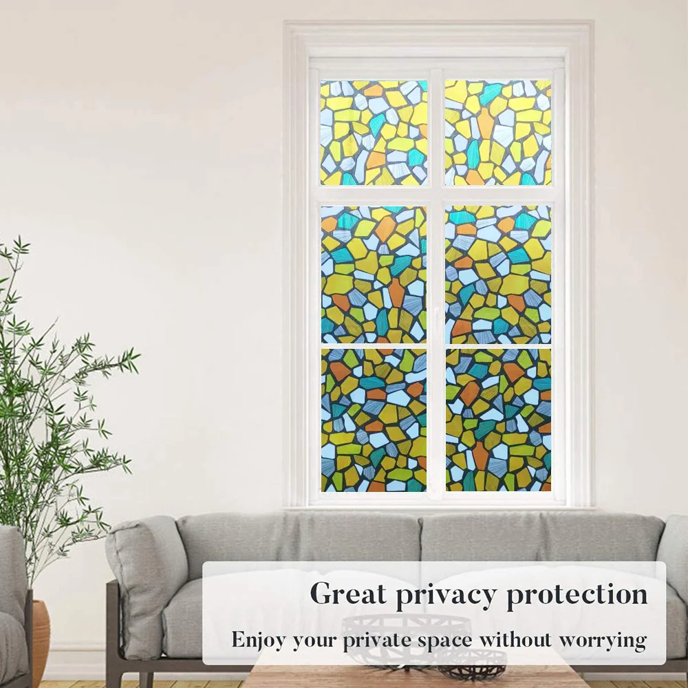 

Window Film for Privacy Decorative,Static Cling Anti Uv Film on Window Glass,Vinyl Non Adhesive Window Tint Film for Bathroom