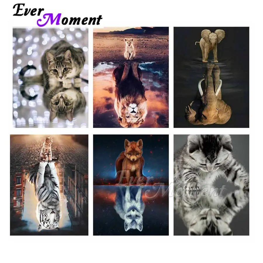 

Ever Moment Diamond Painting Set Dog Cat Animal 5D Full Square Drills Paint By Diamonds Art Craft Kit Home Decoration ASF2186