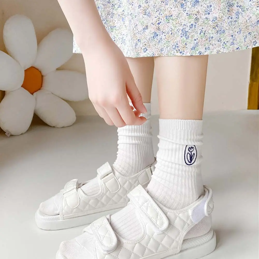 

Cute And Sweet Simple Cartoon Embroidery White Socks Spring And Summer Fashion Japanese Pure Color Small Fresh Socks
