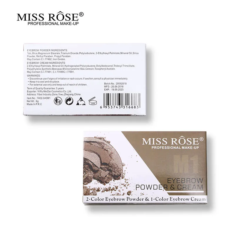 Miss Rose 3 цвета пудра для бровей + гель крем долгостойкая татуировка палитра 3d