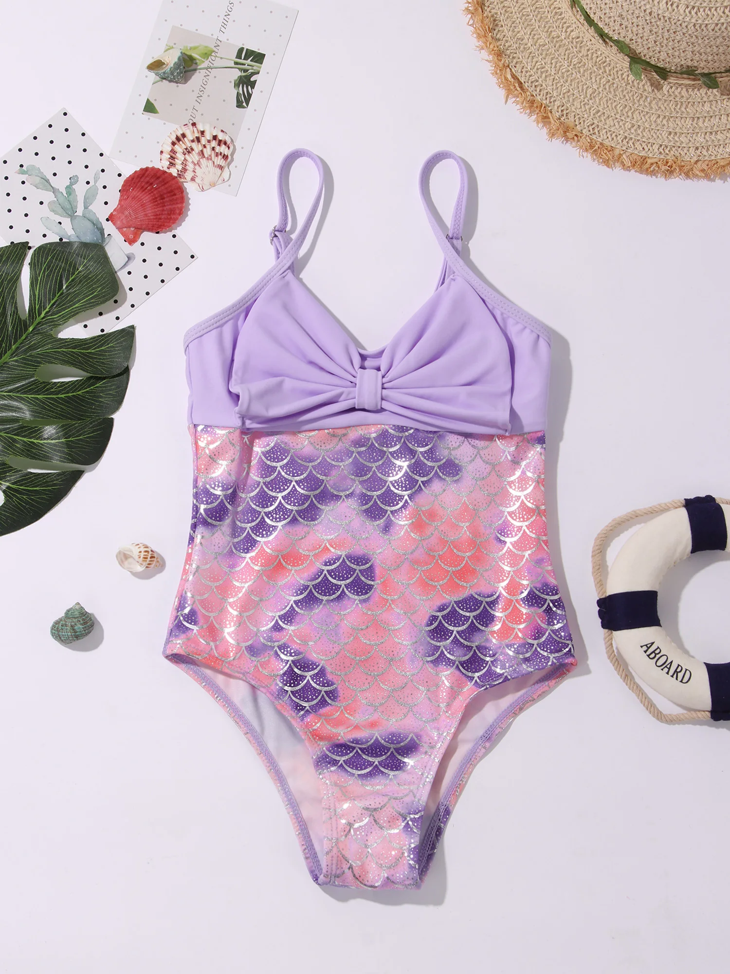 Детские Боди для девочек с рисунком рыбьей чешуи в стиле русалки