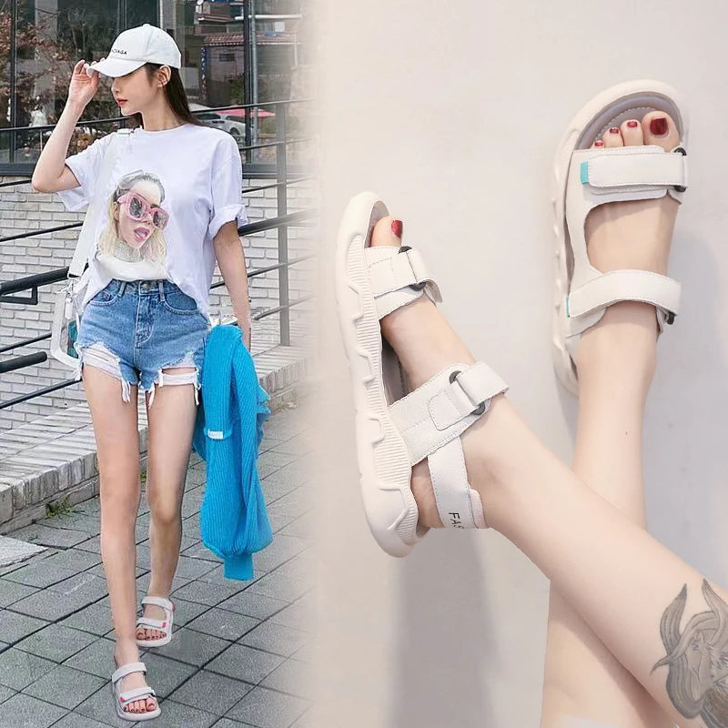 

MoccasinsNew Fashion Sandals Women's New Style Velcro Style Korean Sandals Thick-soled Shopify Dropshipping