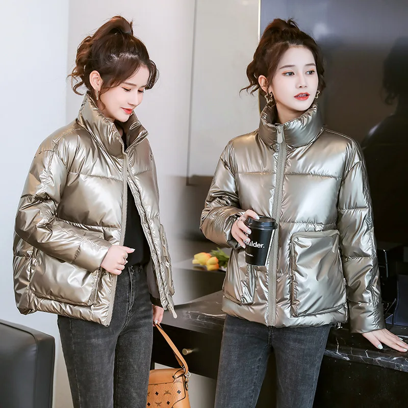 

2020 Women Stand Collar Winter Short Jacket Cotton Padded Women's Parkas Loose style Thick Plus Size Casual Female Coat