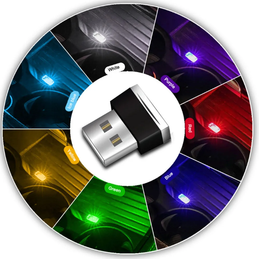 Мини USB светильник светодиодный модельный автомобильный окружающий светильник неоновый интерьерный светильник Автомобильные украшения(7 цветов на светильник