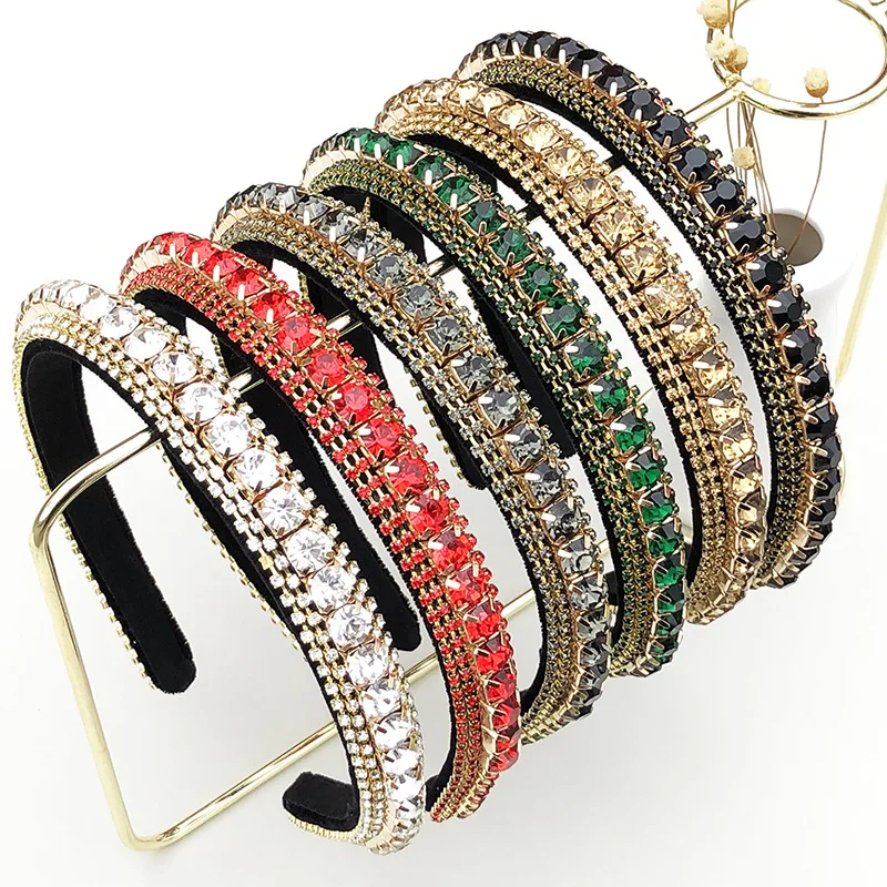 

Модные красные белые черные зеленые блестящие круглые повязки на голову Стразы для невесты женские повязки для волос на выпускной Свадебны...