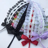 lolita headdress japanese soft girl hair decoration sweet lace lori hair with kc dark ribbon bow