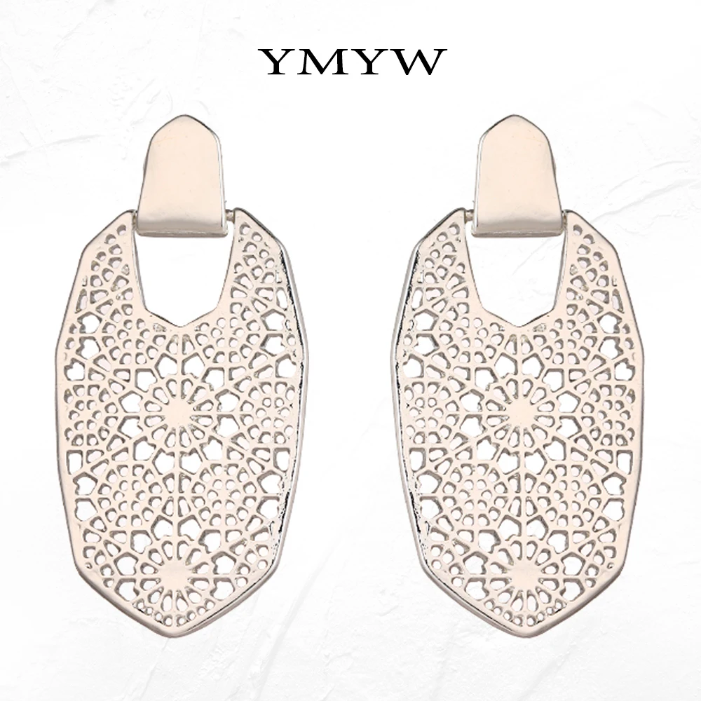 YMYW изысканные винтажные полые цветочные геометрические серьги-подвески в форме