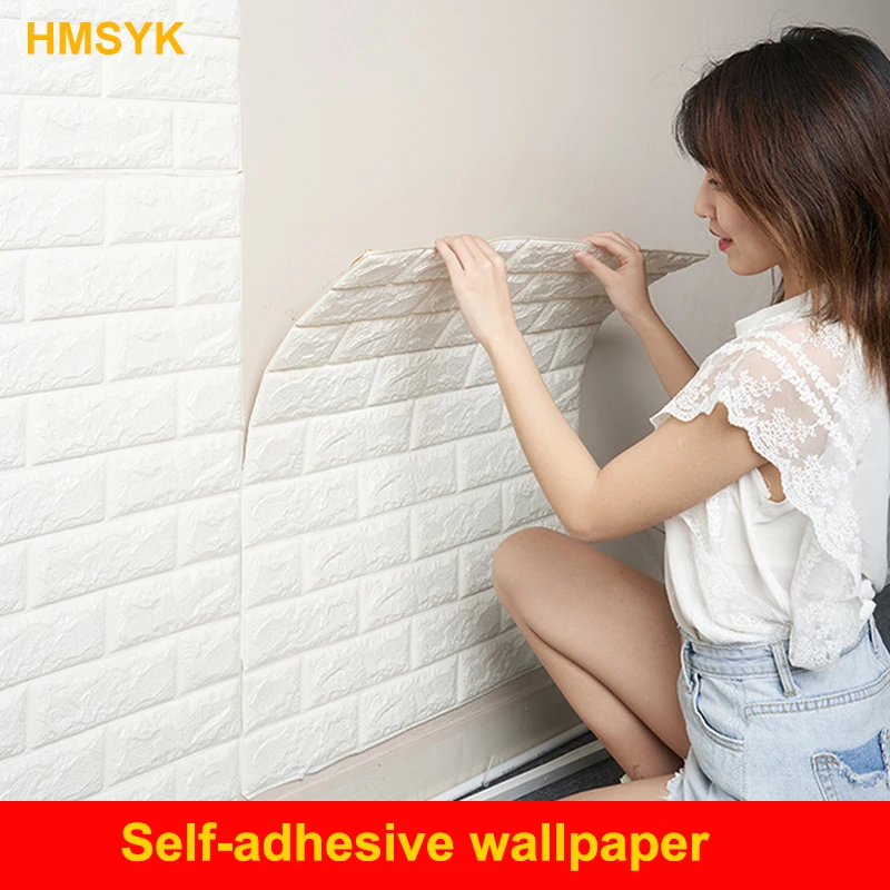 

Self adhesive Waterproof TV Background Brick Wallpapers 3D Wall Sticker Living Room Wallpaper Mural Bedroom Decorative 70*77