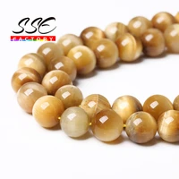 aaaaa natural stone gold tiger eye round loose beads 4 6 8 10 12 14 mm 15 for jewelry making diy bracelet necklace accessories
