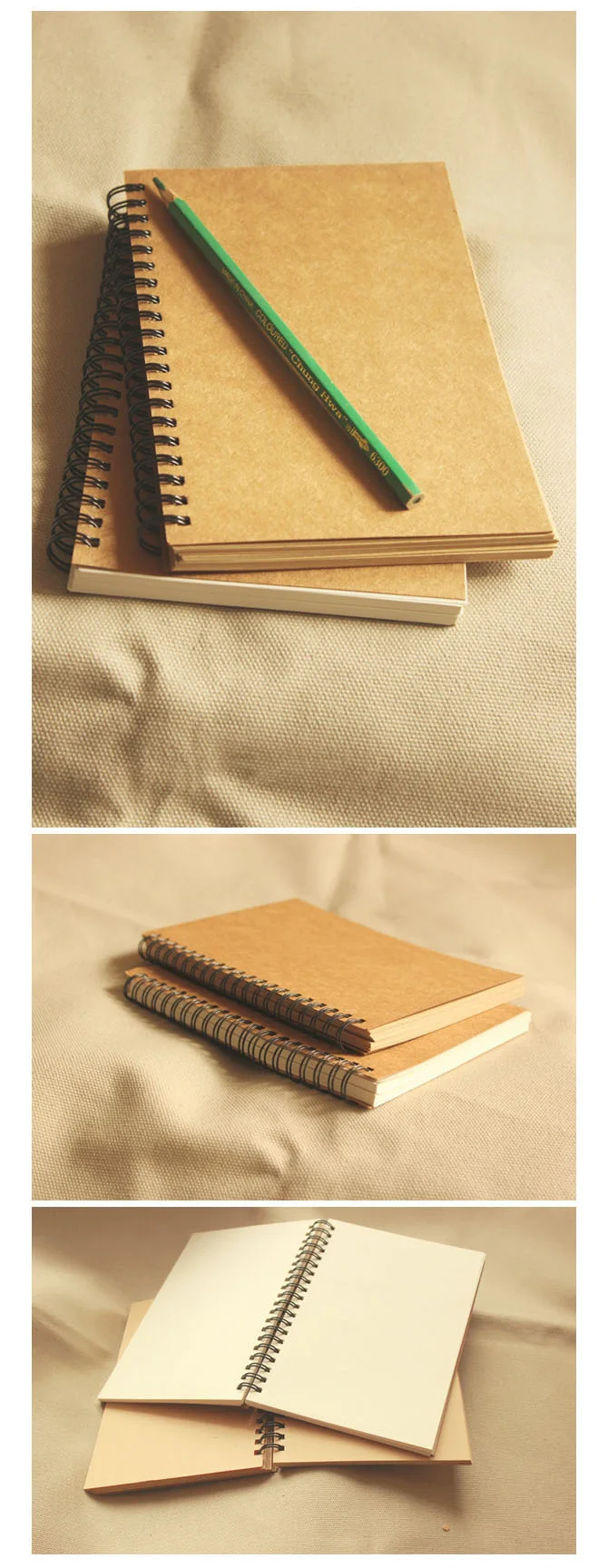 Sketchbook Diary for Drawing Painting Office Kraft Cover Memo Notebook Soft Paper Retro Binding Pad blank Spiral Sketch page