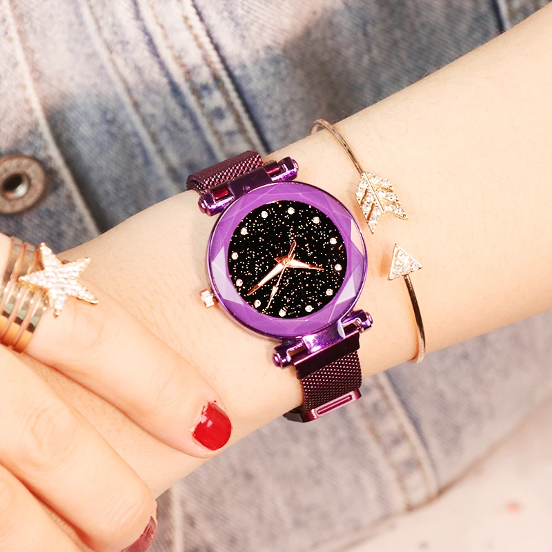 Часы наручные женские с сетчатым браслетом роскошные магнитной застежкой