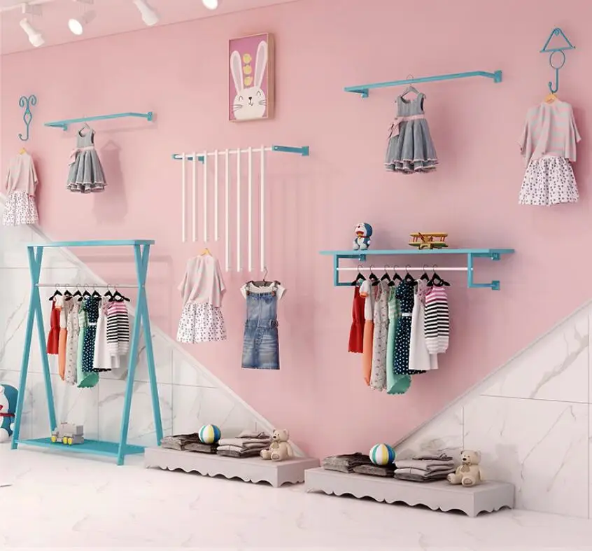 

New style children's clothing store decoration shelf live studio children's display shelf selling clothes rack net red rack