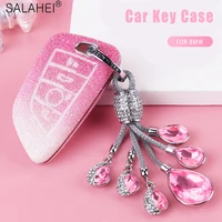 plastic car key case cover with diamond for bmw 2 3 5 7 series 6gt x1 x3 x5 x6 f45 f46 g20 g30 g32 g11 g12 f48 g01 f15 f85 f16