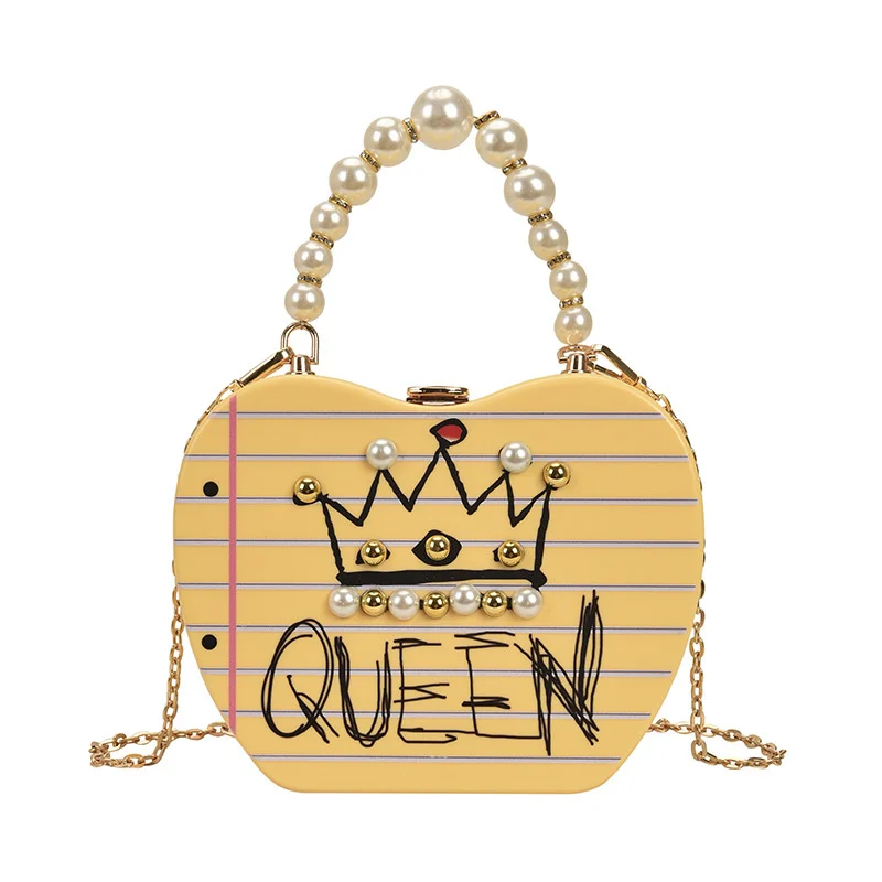 

Acrylic pearl hand-held bag women's new 2021 summer candy color net red one shoulder personalized apple bag trend