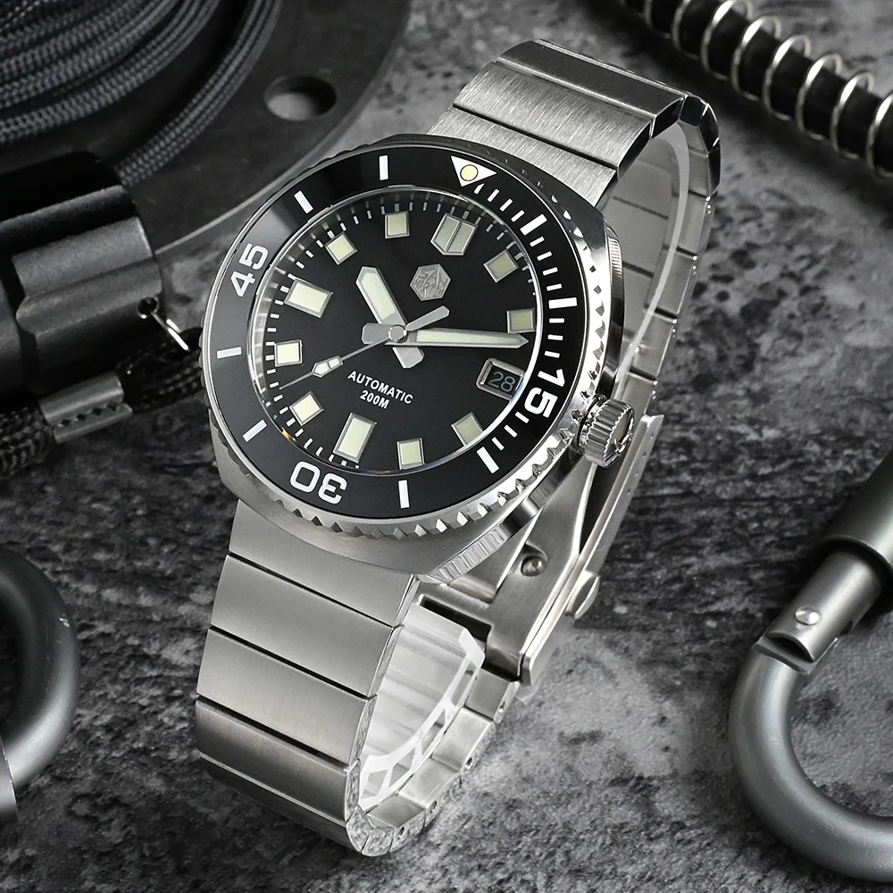 Часы San Martin мужские наручные в стиле ретро оригинальный дизайн с сапфировым