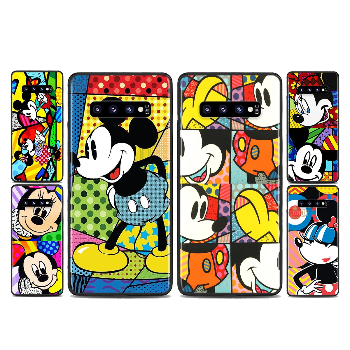 

Color Disney Mickey Phone Case For Samsung Galaxy S21 S20 FE S22 Ultra Pro Lite S10 5G S10E S9 S8 Plus Black Cover