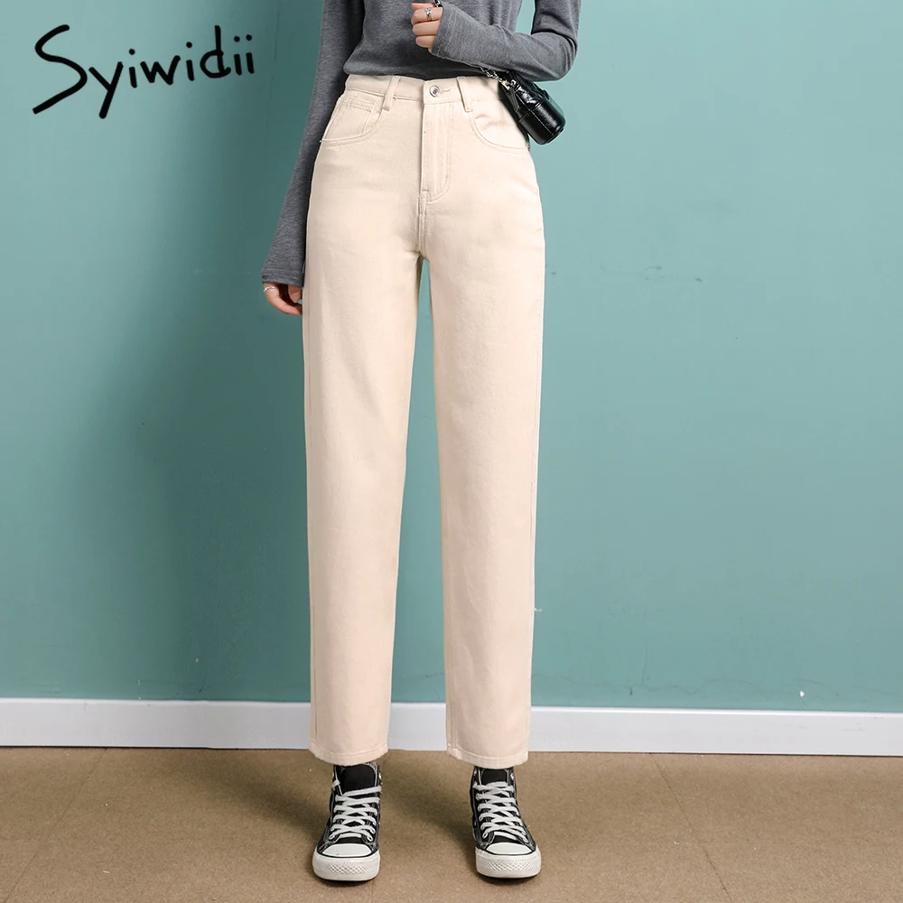 Женские джинсы с высокой талией syiwidii винтажная уличная одежда джинсовые штаны