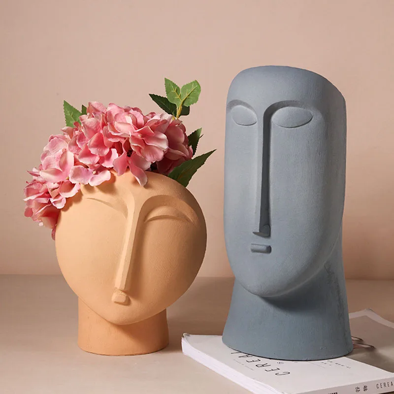

Modern Face Ceramic Vase Decoration Ornament Home Living Room Dining Table Dry Flower Arrangement Decoration Art Vases Crafts