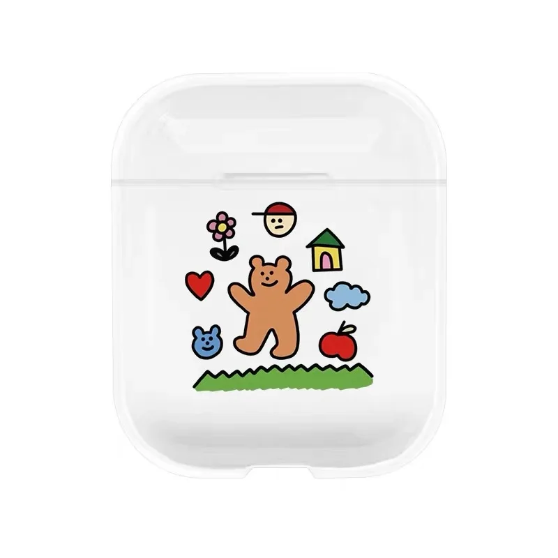 

Case For AirPods 2 1 Case Cover Coque Wireless Bluetooth headphones Transparent PC Hard Cover On Air Pods