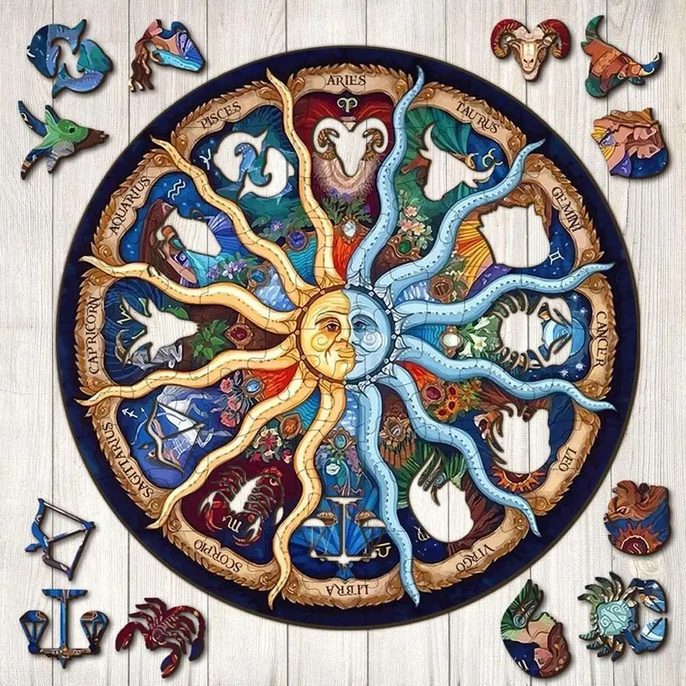 

Puzzles Adults Kids For Zodiac Wooden Puzzle Unique Puzzle Shape Animal Home Sticks Toys Games Pieces Gift Educational H5J9