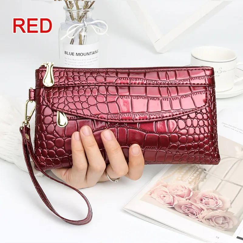 

2021 Clutch Women Wallets Long Crocodile Pattern Style Card Holder Female Purse Double Zippers Large Capacity Wallet For Ladies