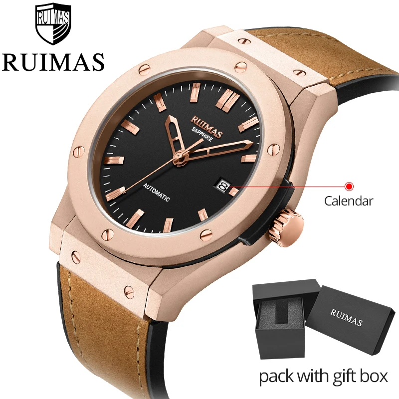 Мужские часы бренда Ruimas Роскошные автоматические механические роскошные