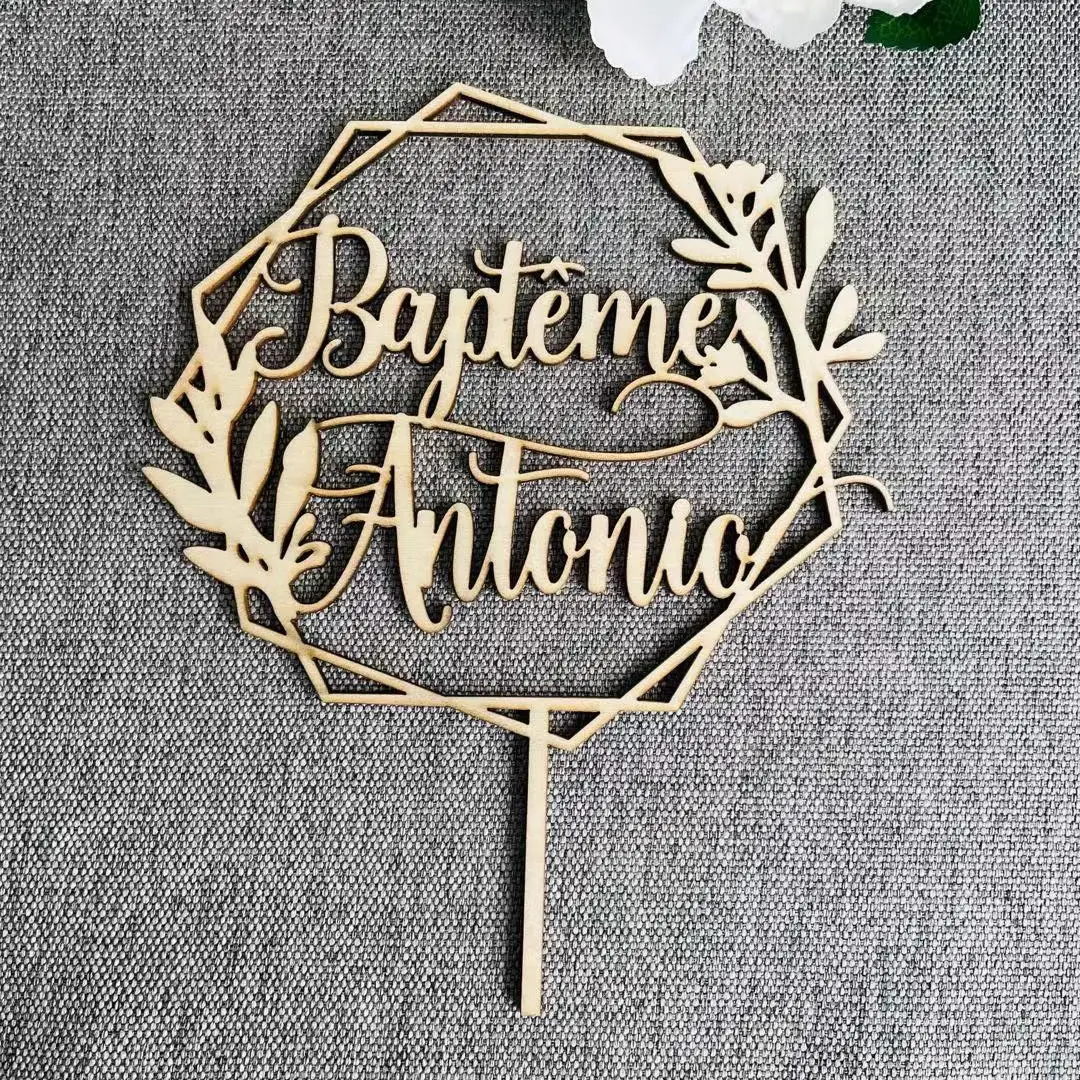 Индивидуализированные имена Топпер для свадебного торта геометрический