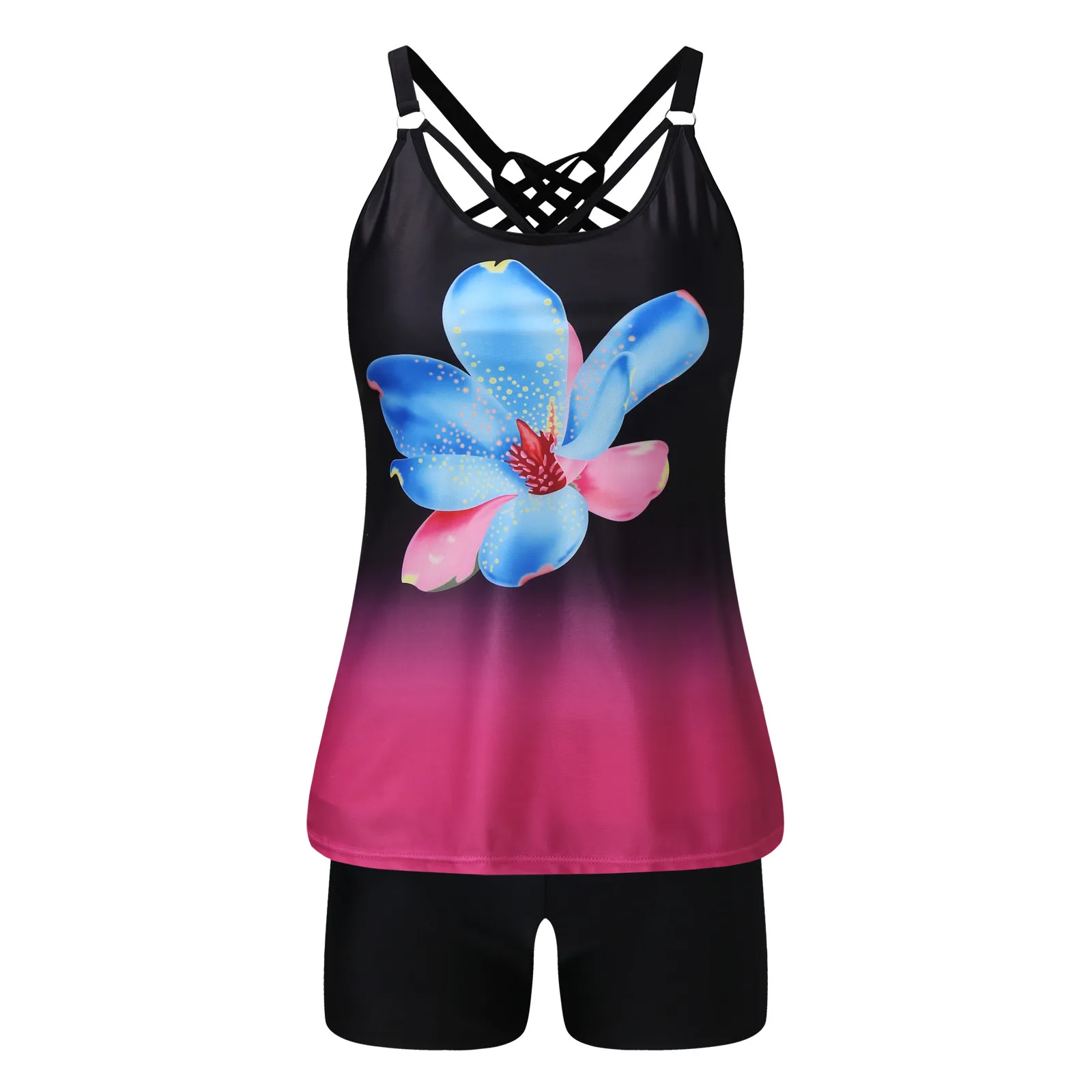 Женский Купальник большого размера с ремешками сзади из двух частей новинка 2022