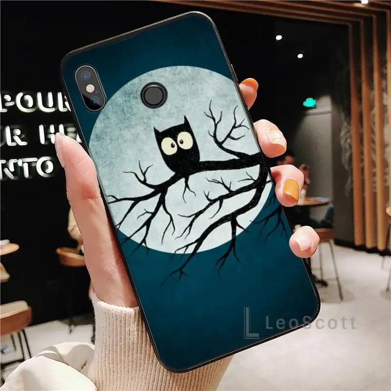 

Cute Owl animal painting Phone Case For Xiaomi Redmi Note 4 4x 5 6 7 8 pro S2 PLUS 6A PRO