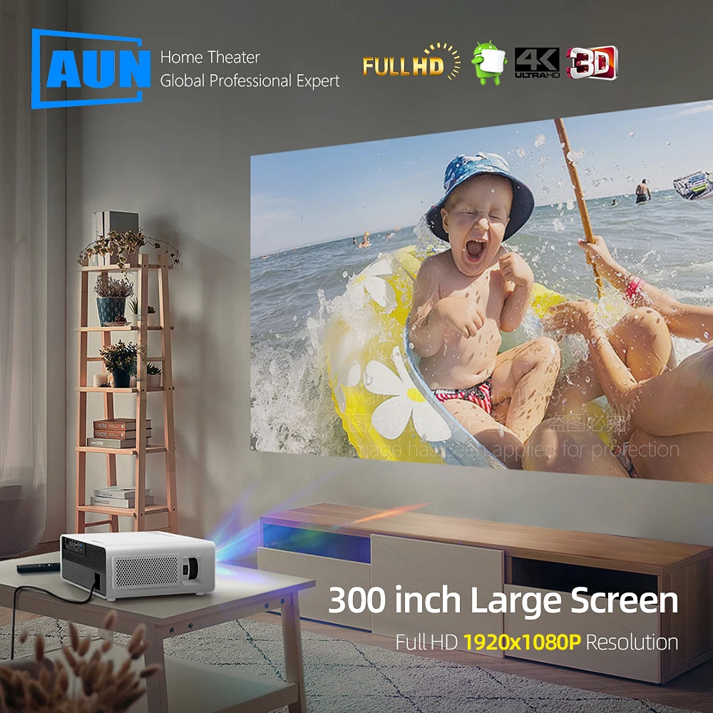 Видеопроектор AKEY7 MAX AUN LED Full HD 1080P 7500 лм 4K|Проекторы для домашнего кинотеатра| |
