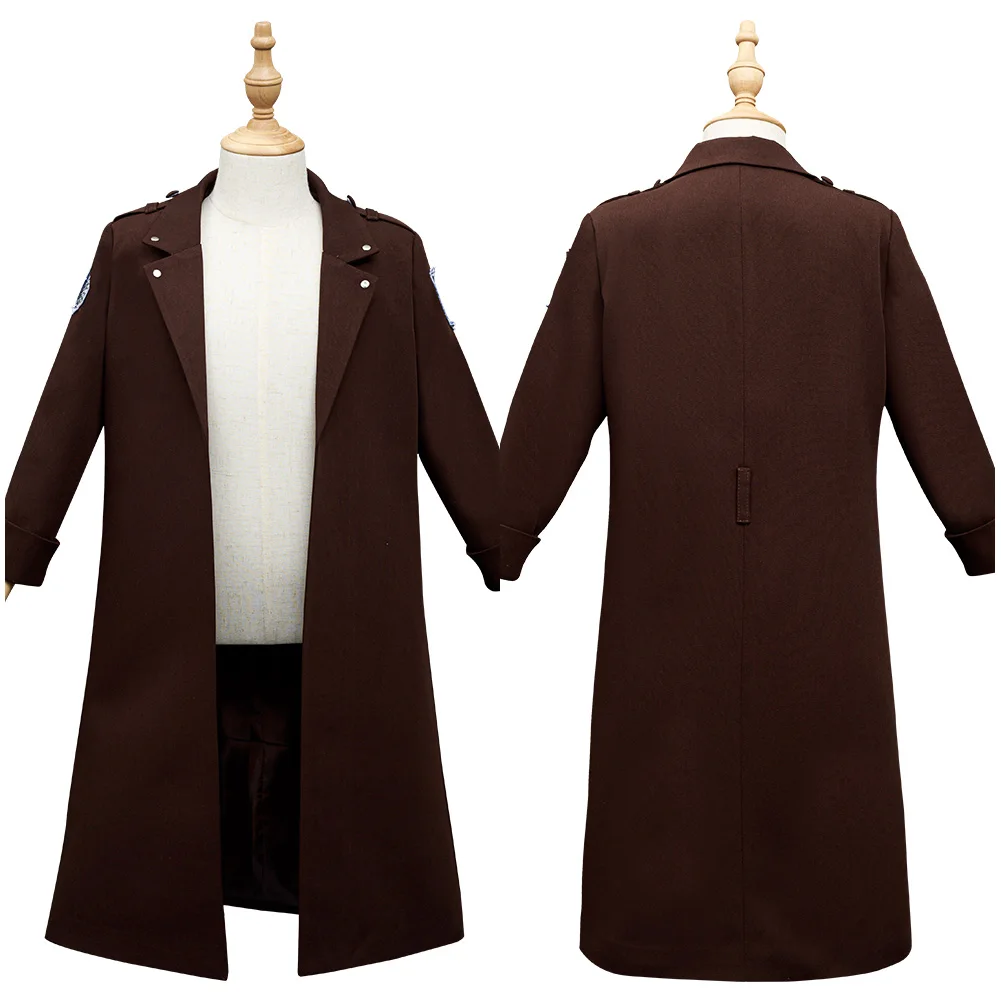 

Attack on Titan Cosplay Eren Jaeger Levi Ackerman Cosplay Costume Kids Children Trench Coat Halloween Carnival Suit