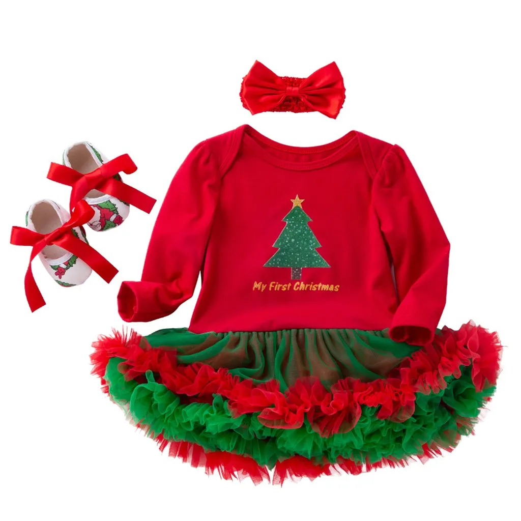 Рождественский комплект из 3 предметов для маленьких девочек зимний комбинезон с