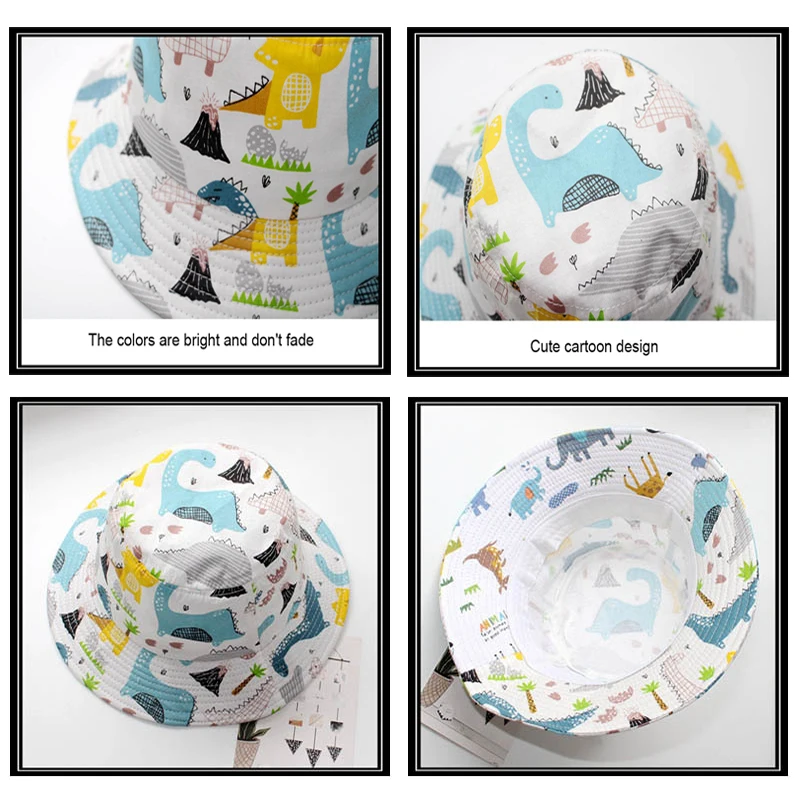 

100% Cotton Kids Bucket Hats Soft Summer Holiday Travel Fisherman Cap Breathable Windproof Baby