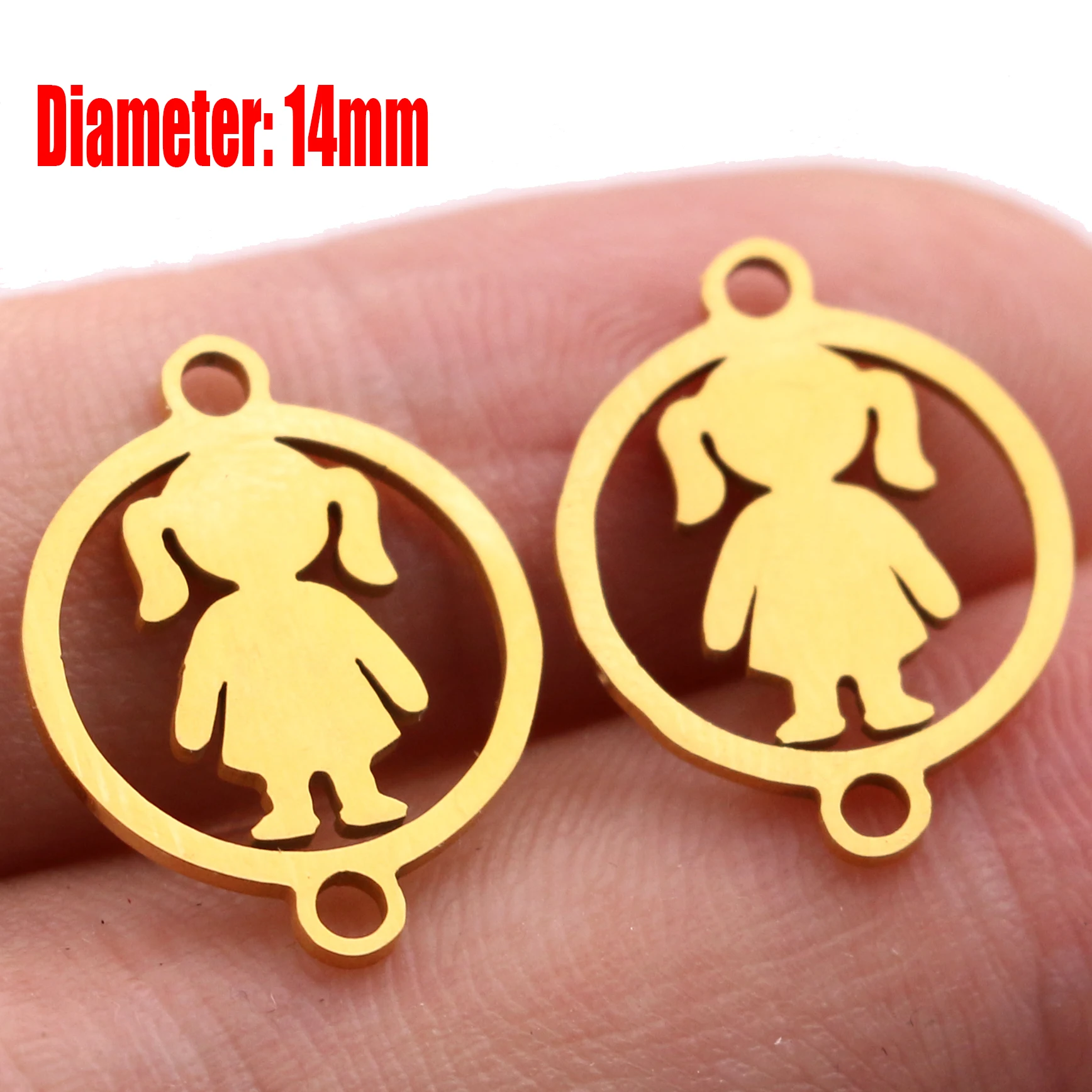 5pcs Family Chain Stainless Steel Pendant Necklace Parents and Children Necklaces Gold/steel Jewelry Gift for Mom Dad New Twice - Цвет: Gold 13