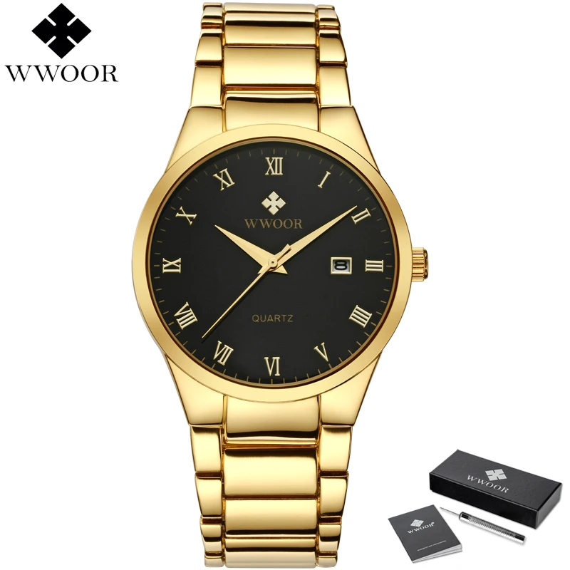 Часы WWOOR Мужские кварцевые аналоговые брендовые Роскошные водонепроницаемые
