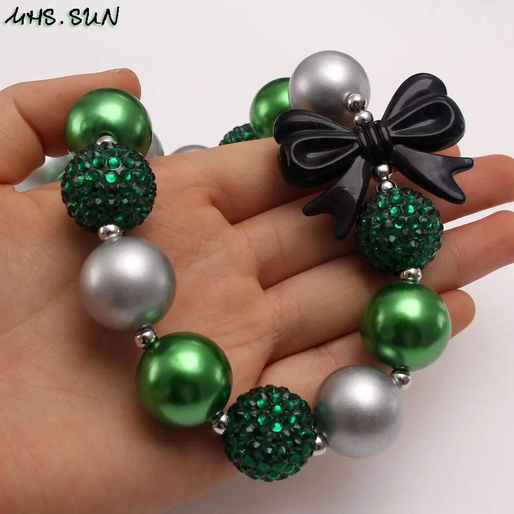 Ожерелье MHS.SUN для девочек детское ожерелье из зеленых/серебряных бусин милый