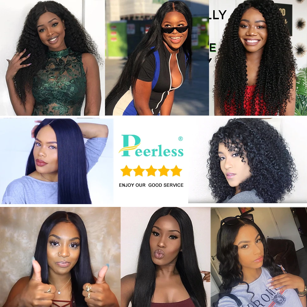 Натуральные бразильские кудрявые волосы PEERLESS 4 пряди с кружевной застежкой 4*4 100%