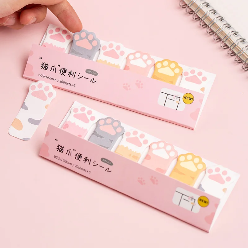 

Cute Cat Paw Sticky Notes Memo Pad Diary Stationary Flakes Scrapbook Index Bookmarks Decorative Kawaii Times Sticky