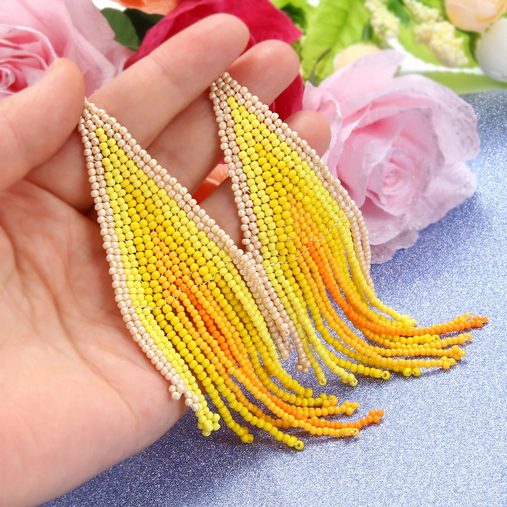 Женские богемные длинные кисточки ROYALBEIER акриловые серьги подвески в форме пера с