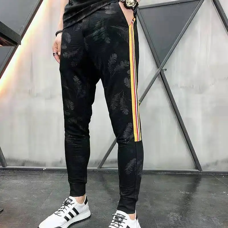 

Large casual suit men's short sleeve summer fashion social sports suit two piece Korean fashion