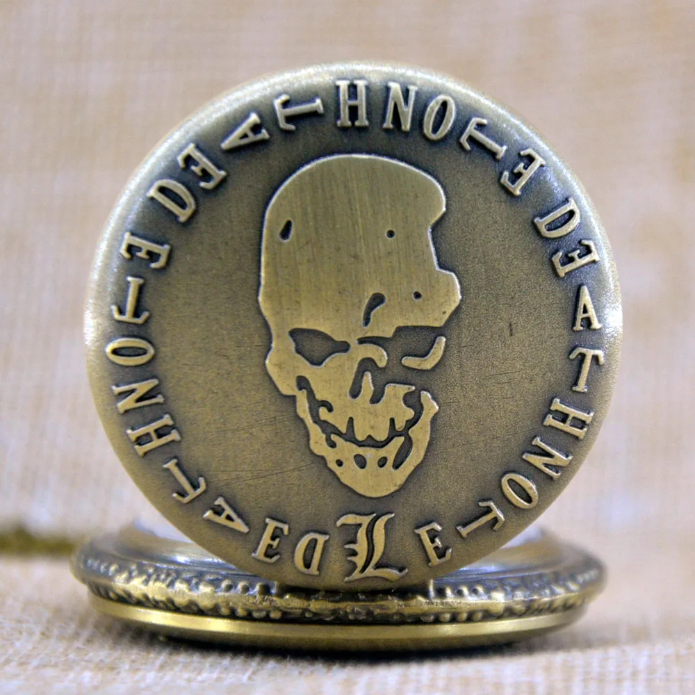 Retro Death Note Japanese Anime DN Dial Skull Quartz Pocket Watch Analog Necklace Pendant Womens Mens Gift Reloj Montre De Poche | Наручные