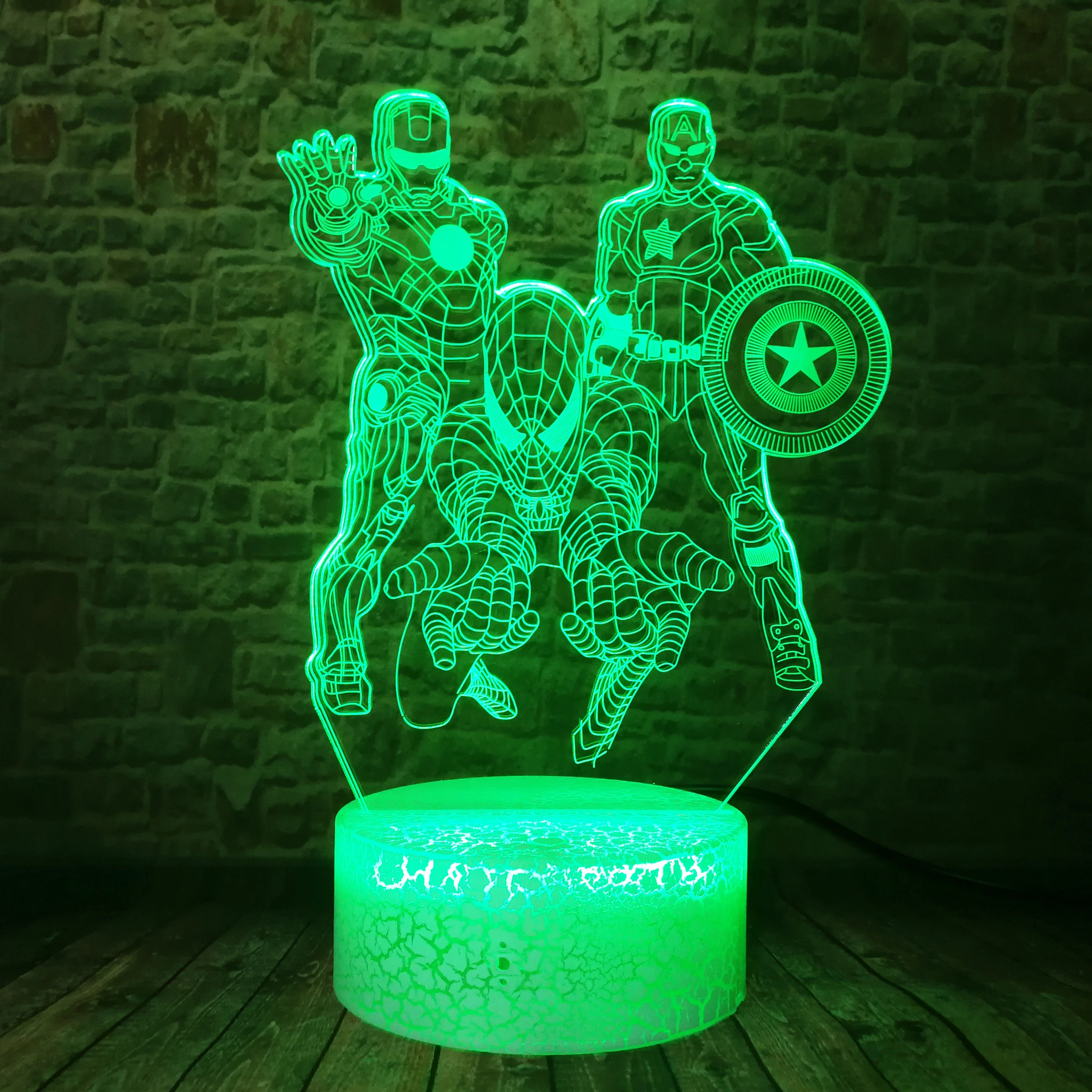 Marvel Comics Iron Man Spiderman Captain America Avengers Endgame Hero 7 Color Changing Led Night Light Child Kids Xmas Toy Gift | Освещение