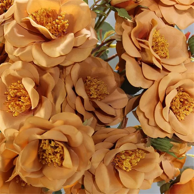 

7P Fake Long Stem Happy Rose (7 Heads/Piece) 29.53" Length Simulation Oil Painting Roses for Home Decorative Artificial Flowers