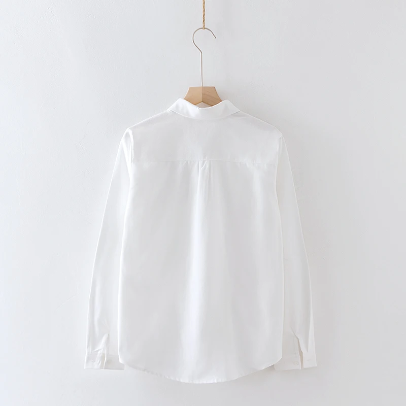 Хлопковая блузка MUMUZI в стиле преппи с рисунком девушки Мори белые и голубые милые