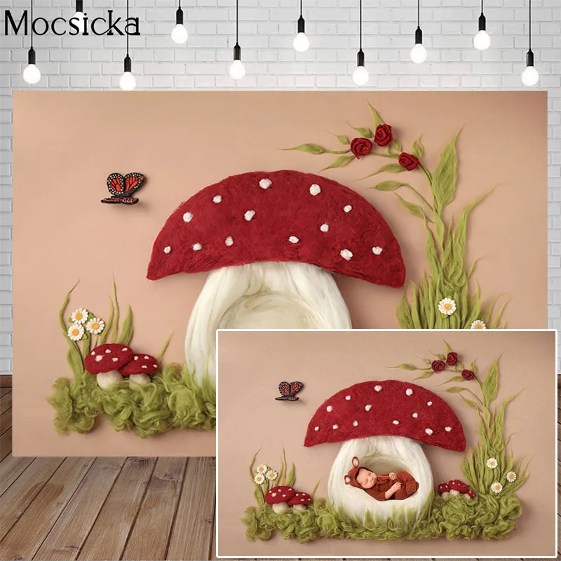 

Mocsicka грибы бабочка фон для фотосъемки из хлопка декорации с розами, платье для дня рождения, портретные фото декорация реквизит