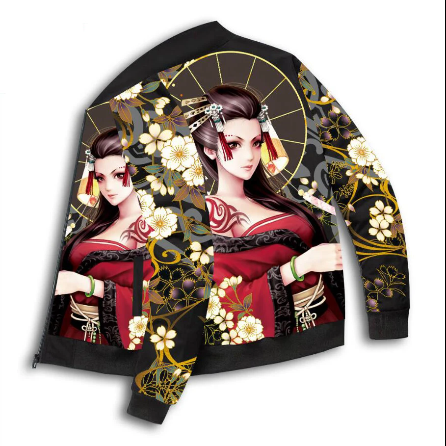 Мужская бейсбольная куртка в стиле хип-хоп на молнии с длинными рукавами принтом