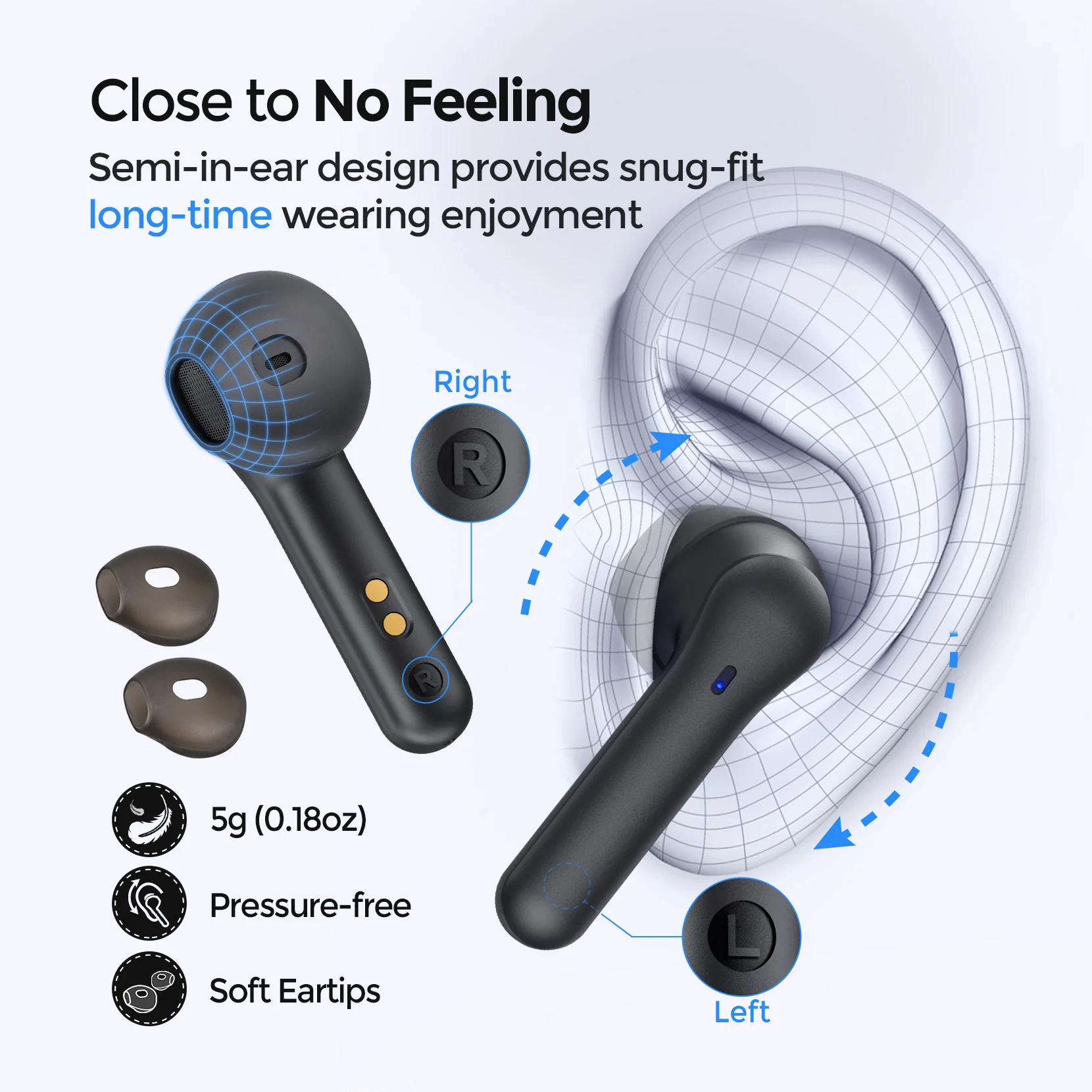 Mpow MX1 Wireless Headphone Hi-Fi Stereo Bluetooth Earphone with 4 Mics Noise Cancelling Touch Control In Ear Headset for Phone |